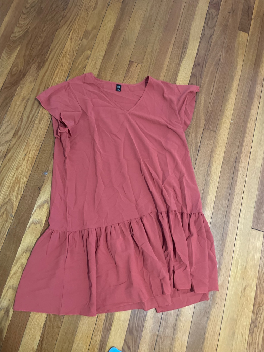 SHEIN Curve Rust Babydoll Dress 2XL Flowy Tiered Mini